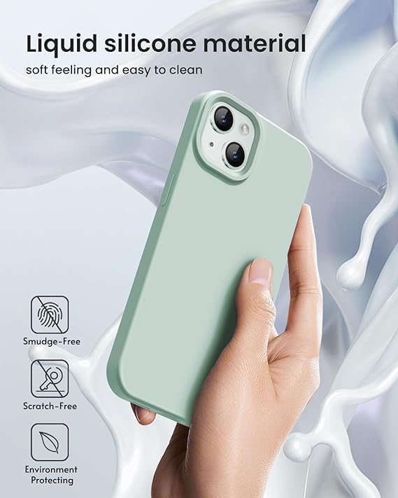 Image of MIDOS Back Cover Compatible with iPhone 15 Case Liquid Silicone Full Protection Shock Proof Back Cover for iPhone 15 (Mint Green)