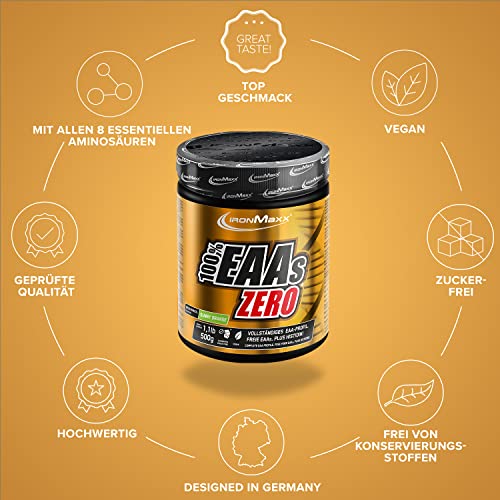 IronMaxx 100% EAAs Zero - Sunny Orange 500g Dose | EAA-Pulver,Vegan Und Zuckerfrei Mit Allen 8 Essentiellen Aminosäuren | Fruchtiger Geschmack, Frei Von Konservierungsstoffen 5