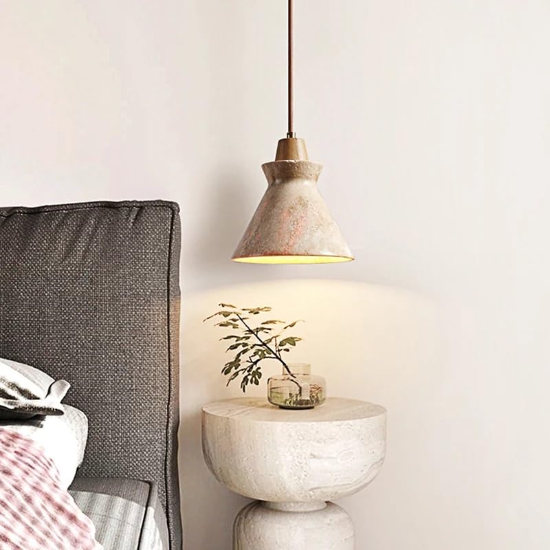 Generico Luce sospesa, Decorazione domestica in noce Piccole lampade Design creativo Ristorante in pietra Negozio di abbigliamento Lampada a sospensione a led(Wood Black)