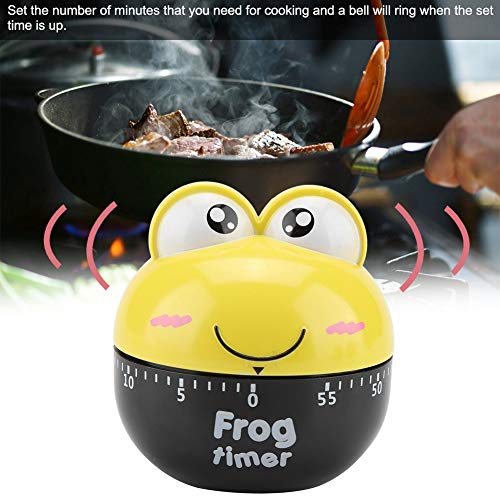 Kitchen Timer 55 Minutes Plastic Mechanical Timing Tool Cute Cartoon Animal Frog Shape Kitchen Timer Cooking Supplies for Home Restaurant(Yellow) - Image 3