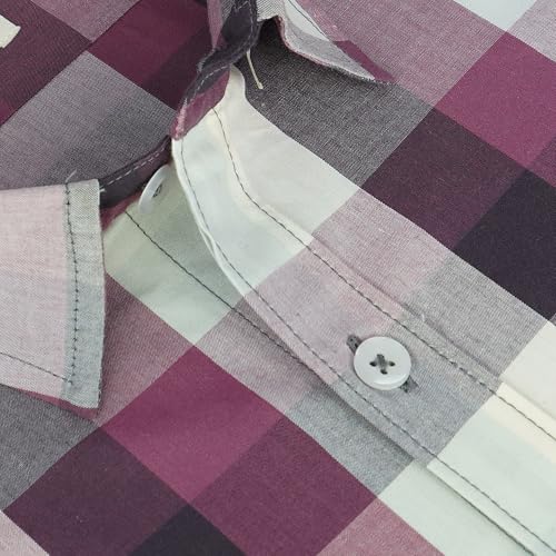 Image of GHPC 100% Cotton Checkered Half Sleeves Regular Fit Formal Shirt for Men