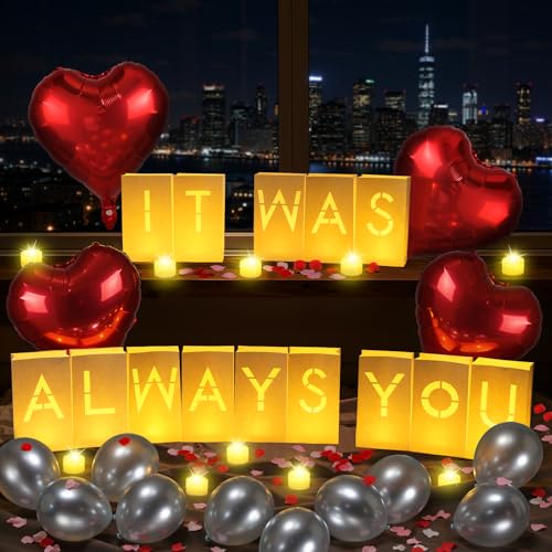 Lewondr Luminary Bags with LED Candles Light Up Letters - IT WAS ALWAYS YOU