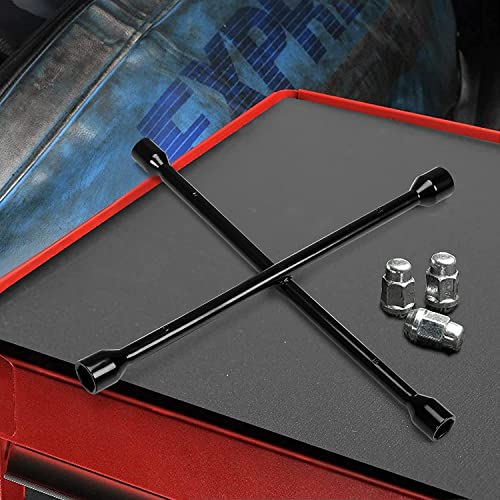 Image of Big Red TRX31101-14FR Torin Professional 14 inch Universal Heavy Duty 4-Way Cross Lug Wrench (11 /16 inch, 3 /4 inch, 13 /16 inch, 7 /8 inch) for Tire Changing and Auto Maintenance, Black