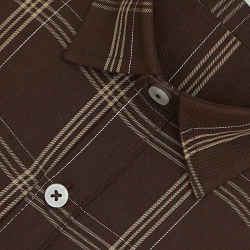 Image of GHPC 100% Cotton Checkered Half Sleeves Regular Fit Formal Shirt for Men