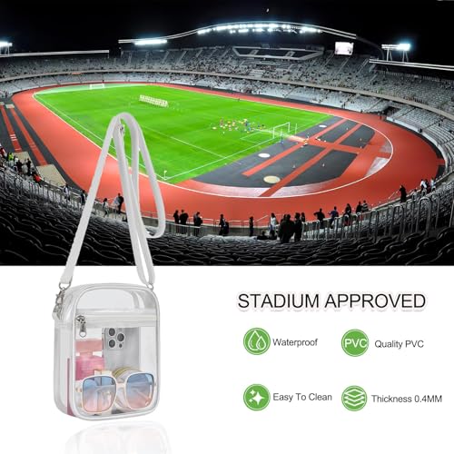 Image of Clear Bag for Stadium Events - Sports Messanger Bag Small Mini Clear Purse for Fan, Concert, Work, Travel