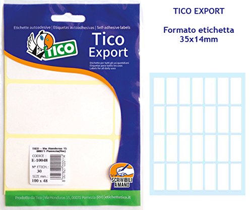 Tico E-3514A . Bolsa de 280 etiquetas blanca escribible a mano, 35x14mm, 10hojas