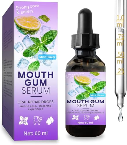 Gum Restore Drops - Gum Repair for Receding Gums Dry Mouth Stain Removal & Bad Breath Treatment for Adults Instant Fresh Breath Mint Flavor 2 Fl Oz