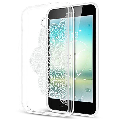 Nokia Lumia 630 Case,Nokia Lumia 635 Case,Ultra Thin Soft TPU Art Painted Soft Silicone Rubber Case,Crystal Clear Soft Silicone Case for Nokia Lumia 630/635,White Lace Mandala Flower #3
