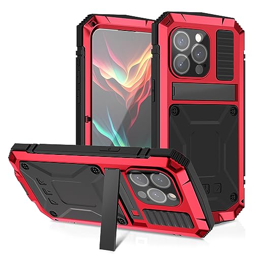 Coque iPhone 15 Pro antichoc 360 rouge robuste en verre trempé haut de gamme