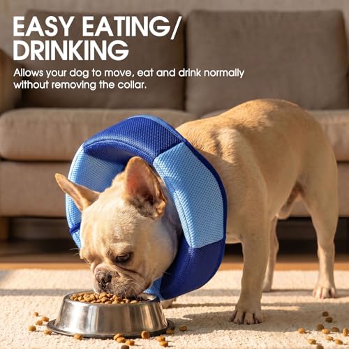 Image of Dog Cone - Soft Cone for Dogs to Stop Licking, Pet E-Collar Alternative After Surgery, Adjustable Pet Recovery Collar for Wound Healing, Dark Blue Medium
