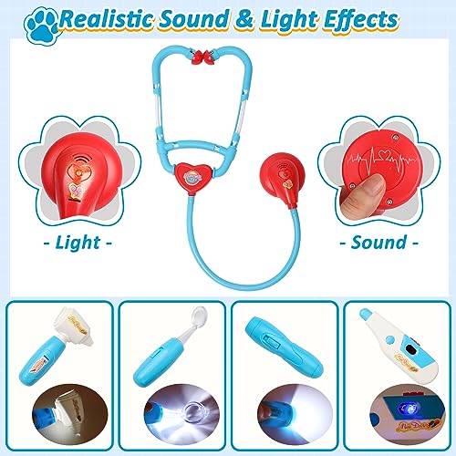 Image of Liberry Doctor Kit Toy for Toddlers 3 4 5 6 Years Old, Blue | Kids Doctor Playset with Dog Toy, Stethoscope and Dress Up Costume, Pretend Play Medical Bag, Boys Girls Birthday Gift