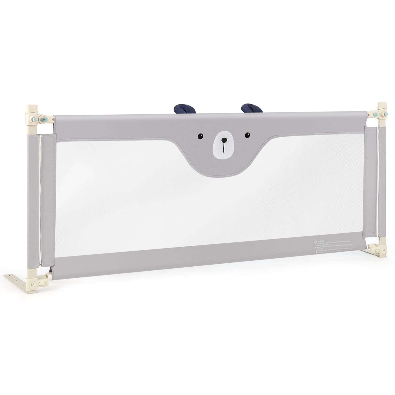 COSTWAY 180 cm Barrera Seguridad Niños, Barrera Cama para Bebé con Cremallera, Altura Regulable 72,5-101,5 cm, Protector de Cama para Niños, Barandilla de Seguridad con Diseño Animado (Estilo 2)