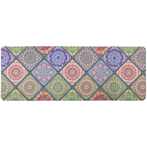 QIYI Boho Anti Fatigue Kitchen Mat, 1 Piece Cushioned Kitchen