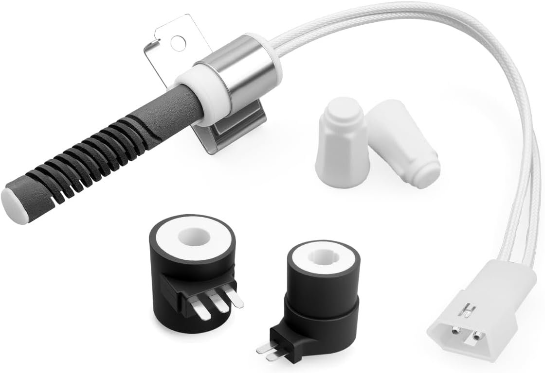 Dryer Round Ignitor and Gas Valve Coil Kit Fit for GE Dryer, Replace Igniter WE4X739 WE04X25996 WE04X0739, Gas Solenoid Coil WE04X10020 WE4X692 WE4X693