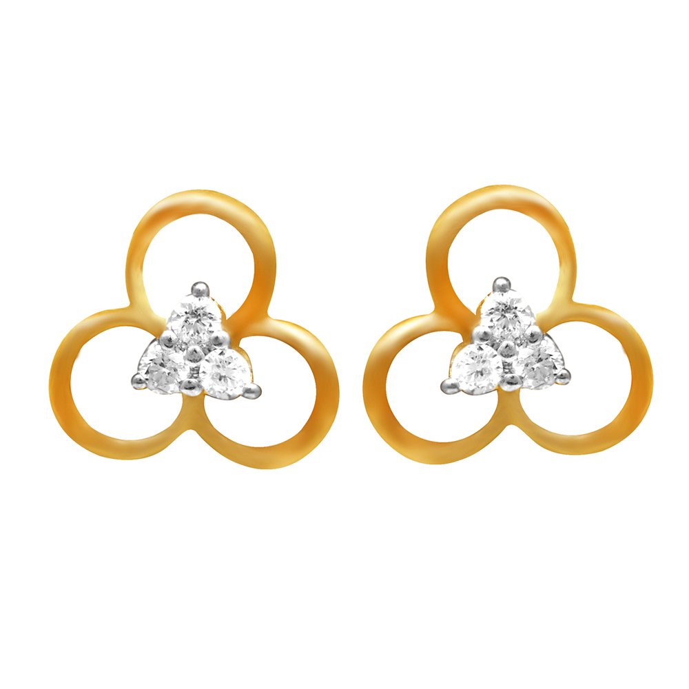 joyalukkas Women's & Girl's Pride Diamond Collection 18K (750) Yellow Gold And Diamond Stud Earrings-picture-3