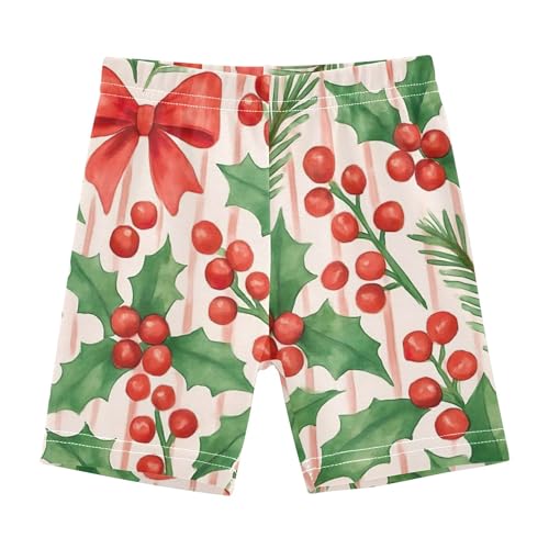Watercolor Christmas Red Bows Toddler Girls Biker Shorts Cotton Under Dress Shorts Funny 4t Kids Clothes