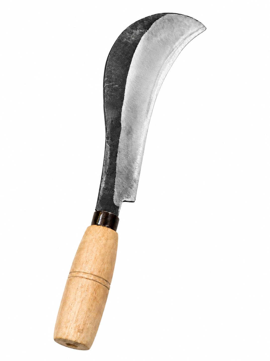 Karmakar Hand Forged Sickle Knife, 10 Inch, Wood Handle | 4 Inch