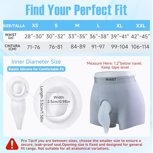 SorealGroup Men's Wearable Urine Collector Kit, Anti-Slip Silicone External Catheter, 1000mL Bag & 39.4-Inch Trimmable Tube for Travel, Driving and Daily Care by SorealGroup - Image 2