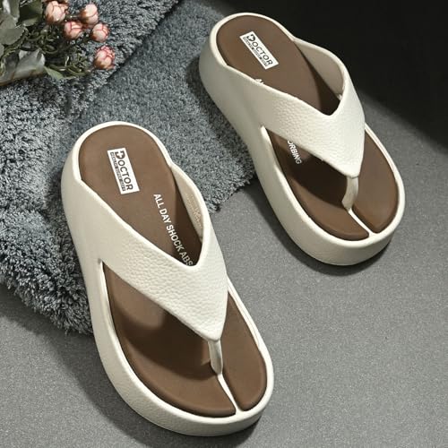 Image of DOCTOR HEALTH SUPER SOFT Women's Orthopedic Soft Platform Slippers | Ultra-Cushioned Shock Absorbing Footbed | Lightweight Anti-Skid Everyday Wear Comfort Flip Flops for All-Day Support