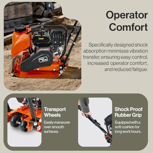 Image of SuperHandy Plate Compactor Heavy Duty 7HP 4200lbs Impact Force - w /Water Tank for Concrete and Dirt