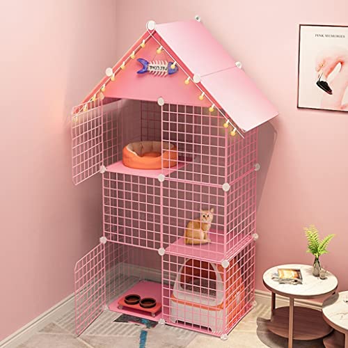 UQACHG Jaula para Gatos, Cerca para Mascotas, Casa para Gatitos, Jaula De Alambre Metálico para Animales Pequeños, Cerca para Mascotas Adecuada para 1 O 2 Gatos,Onecolor-75x39x146cm
