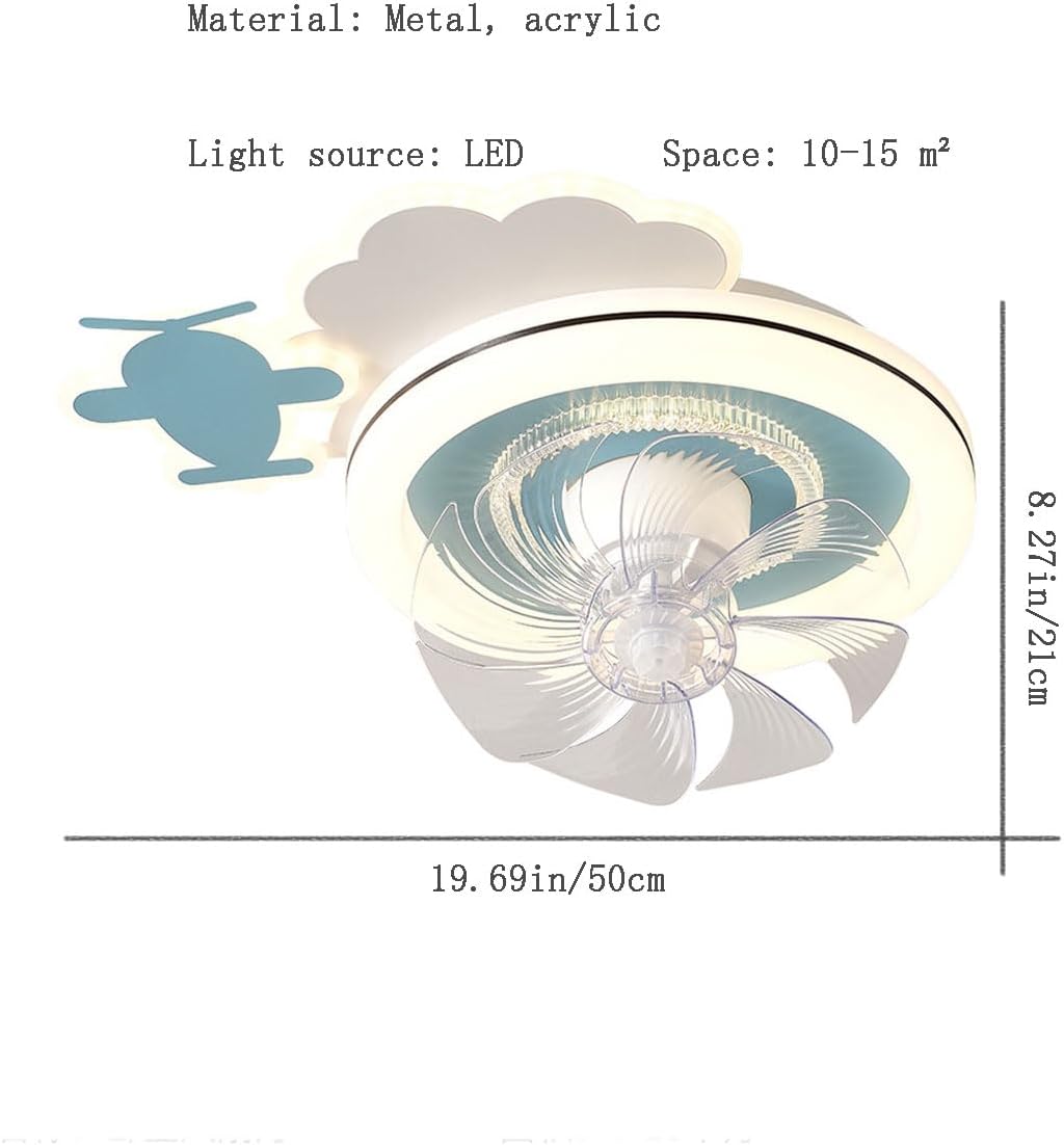 Cartoon Fan Ceiling Lamp Acrylic Lampshade Flat Lighting Round Cloud Airplane Ceiling Lights Suitable for Girls' and Boys' Rooms