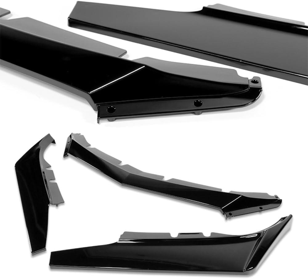 Q1-TECH, 5-Piece Front Bumper Lip + Side Skirt Rocker Winglet Canard Diffuser Wing Compatible with 2016-2024 Chevy Camaro LT/LS/RS/SS, Front Lip Spoiler Splitter (Painted Black)