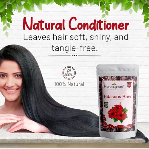 Image of Organic Bhringraj And Hibiscus Raw Dried Flowers And Leaves Whole For Making Hair Shampoo Or Oil Pure Raw Form Combo (Count 2) 100Gm Each (Hibiscus-Bhringraj 100G)