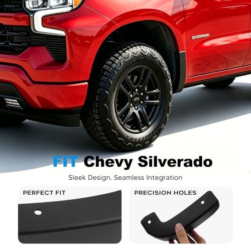 Image of Sunsdrew Mud Flap Delete for 2019-2026 Chevy Silverado 1500 - Direct Fit No Drill Mud Guards Delete - Silverado 1500 Exterior Upgrade Accessories - 4pcs Black