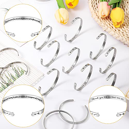Fumete 20 Pcs Inspirational Cuff Bracelets Bulk Gifts for Women Thank You Bracelets Motivational Engraved Jewelry for Coworker4