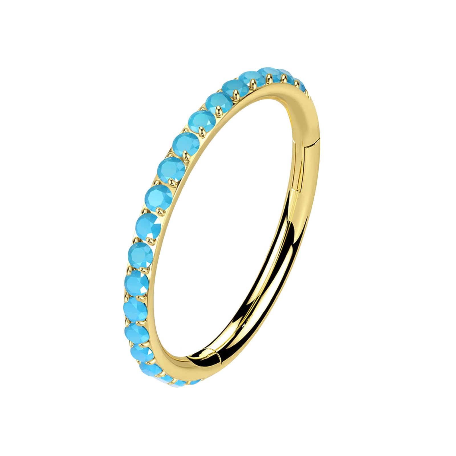 ALACLO Turquoise Nose Rings Hoops, Cartilage Hoop Earrings for Women Men, 316L Surgical Steel 20g 18g Labret Lip Tragus Helix Daith Conch Piercing