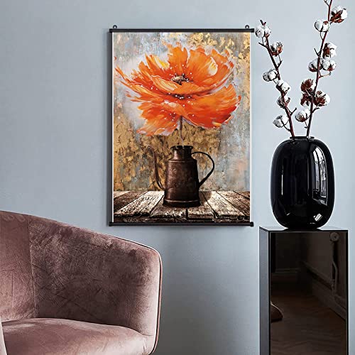 Rustic Orange Poppies Farmhouse Wall Art Canvas Print Pictures Hanging Painting Art Floral Poster Home For Bedroom Living Room Decor 16X24 Inch #TOP1