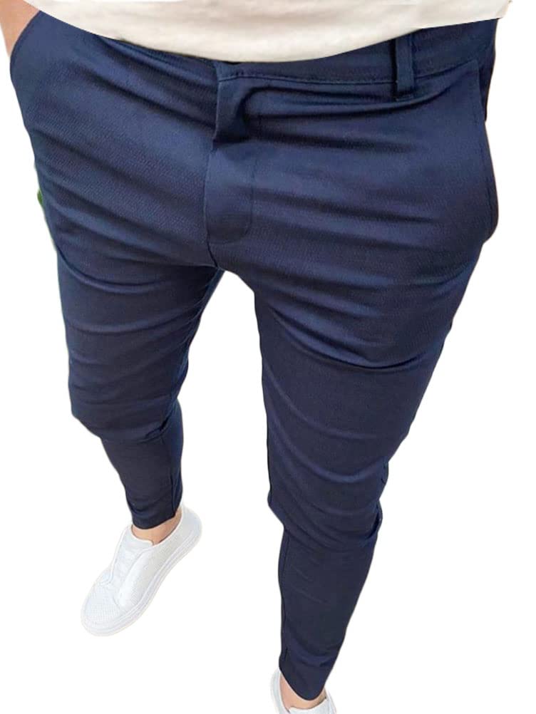 Hommes Chino Pantalon Slim Fit Stretch Pantalons Moulants Casual Élastique Pantalon Doux Business Skinny Pantalon Vintage Coupe Ajustée Pantalon avec Poches