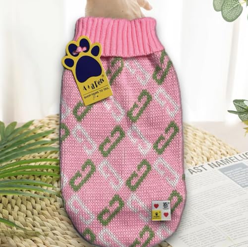 Image of A+a Pets' Cozy Knitted Flannel Sweater - Soft, Warm, Cold Weather Clothes for Dogs and Cats (Pink, M)