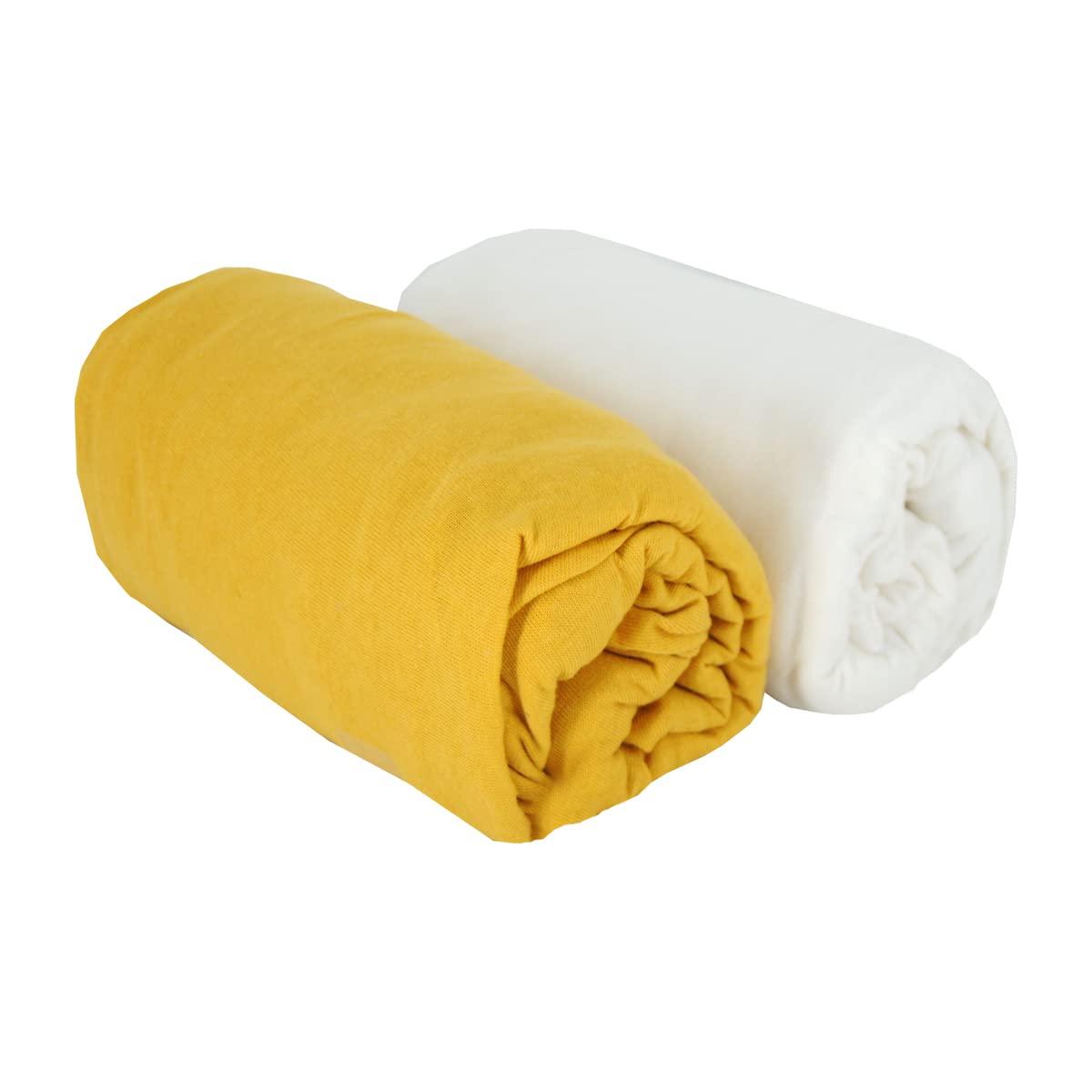 babyCalin - Set 2 lenzuola con angoli Senape/bianco 70x140x17 cm