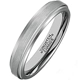 MNH Tungsten Rings Men Wedding Band Thin Women 4mm Comfort Fit Matte Finish