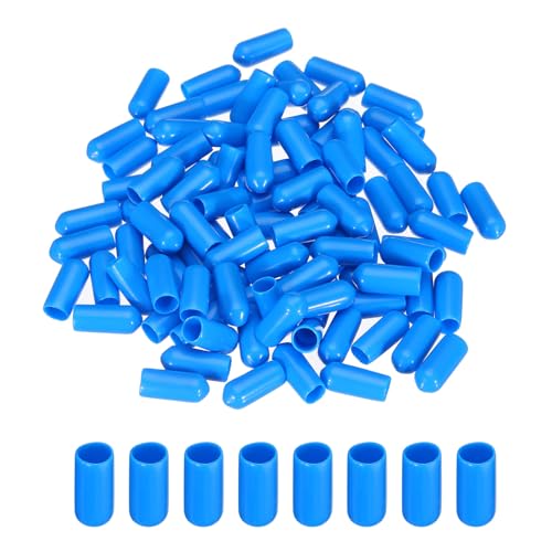 Image of MECCANIXITY 100pcs 6mm(1 /4 inch) Rubber End Caps Cover PVC Vinyl Screw Thread Protector Round Wire Shelf Caps for Screw Bolt Pipe Fence Post, Light Blue