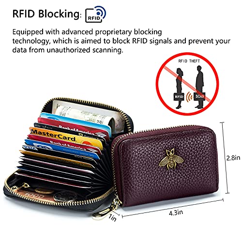 imeetu (Bundle of 2 Sets) Leather Card Coin Purse Wallet with Key Ring RFID Credit Card Holder3