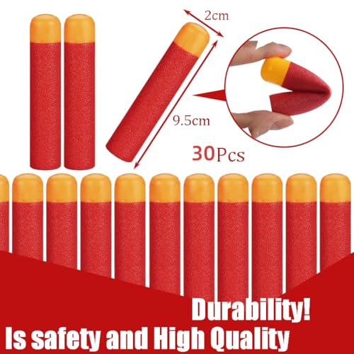 YAAVAAW 30Pcs Big Red Mega Bullets Foam Darts,9.5cm Refill Large Bullets Mega Darts for Nerf N-strike Elite Mega Bullets Series Blasters Kids Toy Gun Darts - Image 3