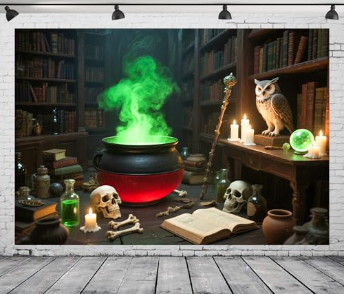 DePhoto 7x5FT Halloween Witch Magic Backdrop Magic Potion Pot Terror