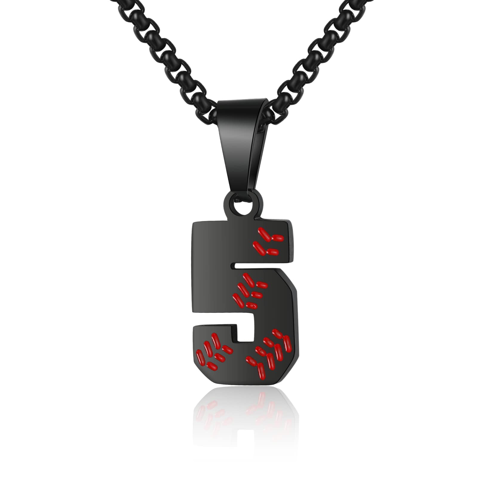 AIAINAGI Baseball Number Necklace - Stainless Steel Chain Pendant for Men Athletes 00-99 Jersey Number Gift