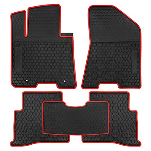 Biosp Floor Mats Replacement For Seltos 2020 2021 2022 2023 Heavy Duty Odorless Washable Rubber All Weather Floor Liners Front And Rear Row Set Black Red #TOP14
