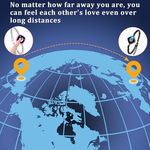 Long Distance Touch Bracelets,Vibration & Light up Couples Remote Smart Matching Bracelet for Couples Long Distance Relationship Girlfriend Boyfriend Xmas Gifts Bracelet Men Women Jewelry Set3