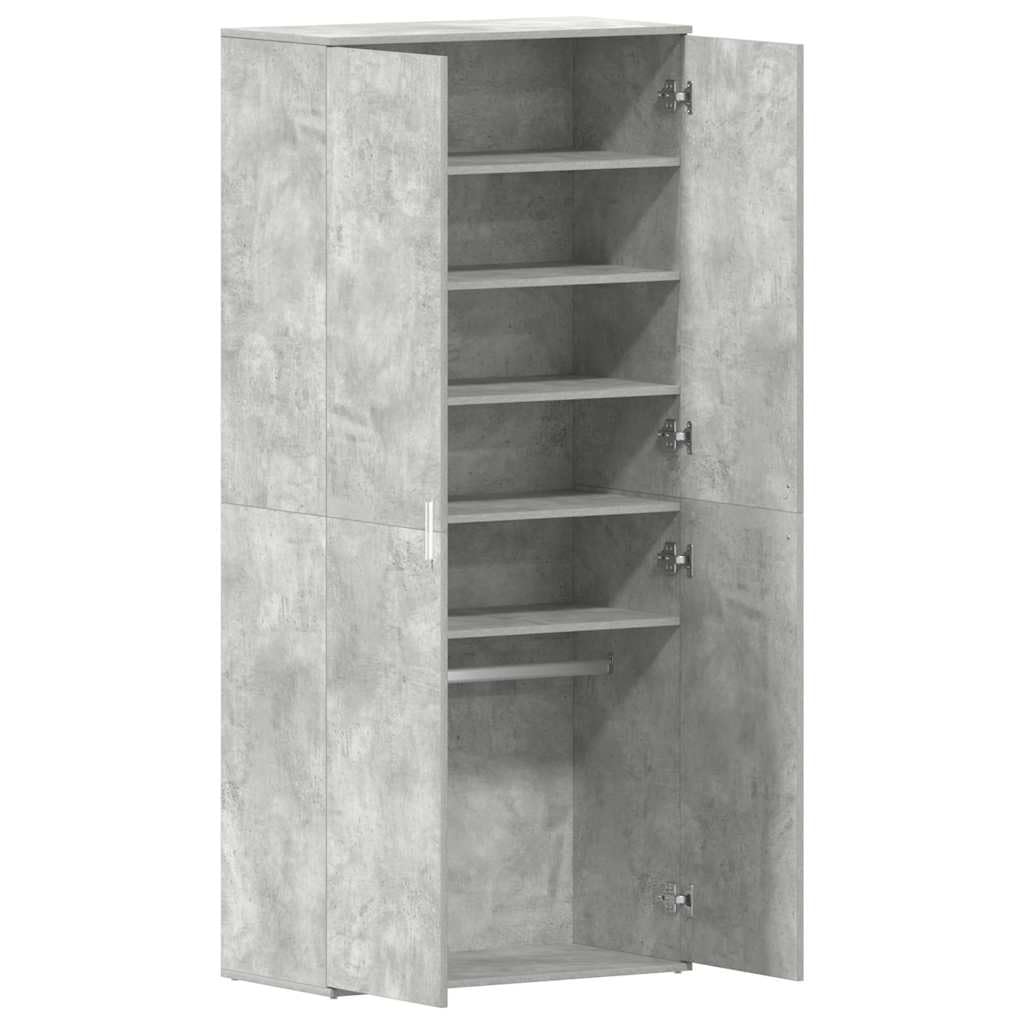 Szafka na buty z drzwiami, betonowa, szara, 80 x 39 x 178 cm, organizer na buty z 5 półkami, do korytarza, przedpokoju, przedpokoju i sypialni
