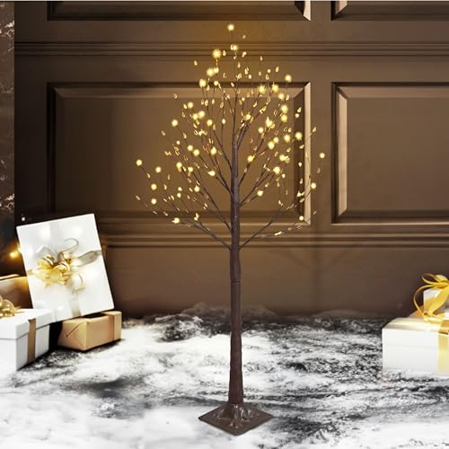 Fencer Wire Lighted Willow Tree, 48inch Light Tree w/ 72 LED Warm White Lights, 4 Feet Premium...