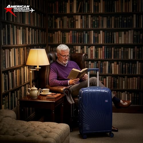 Image of AMERICAN TRAVELLER New York Trolley Bag | Durable Hard Shell | Durable Hard Shell , TSA Type Lock , Spinner Trolley Luggage, 360 Disc Spinner Wheels