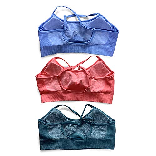 DECDEAL 3 Pacote Mulheres Wirefree Cross Back Sports Bra Activewear Top com estofamento removível pa