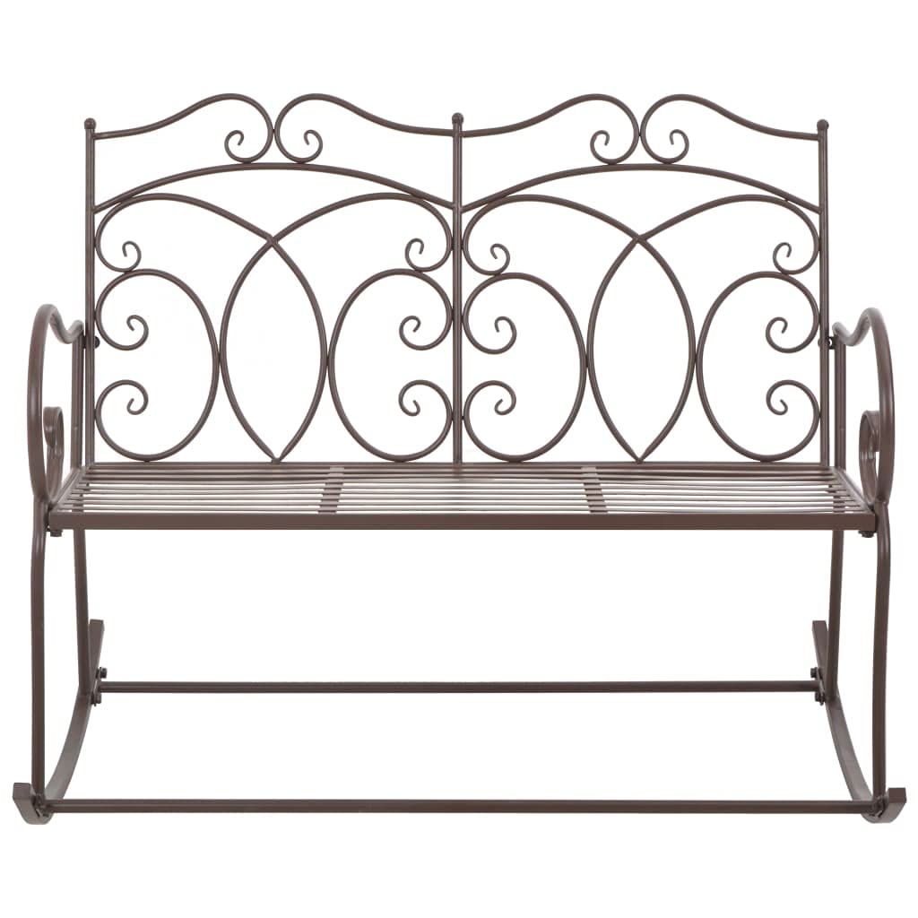 Banco de jardín de hierro forjado marrón antiguo 104 cm, banco de jardín de hierro para terraza y jardín, banco decorativo con asiento ancho, fácil montaje, máx. 110 kg por asiento