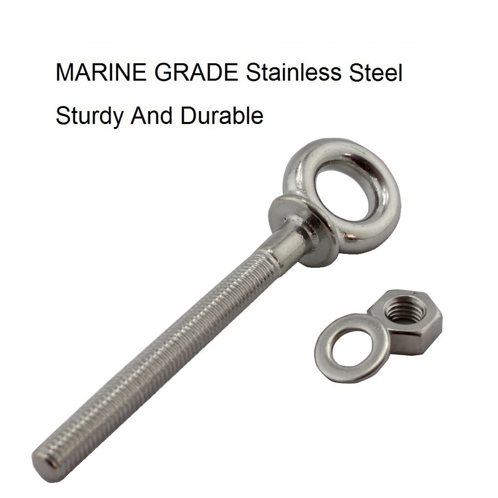 Anneau De Levage Lot de 5 boulons à œil levage épaulement long en acier inoxydable 316 avec écrou M6 M8 M10 for câbles métalliques(M10x100)