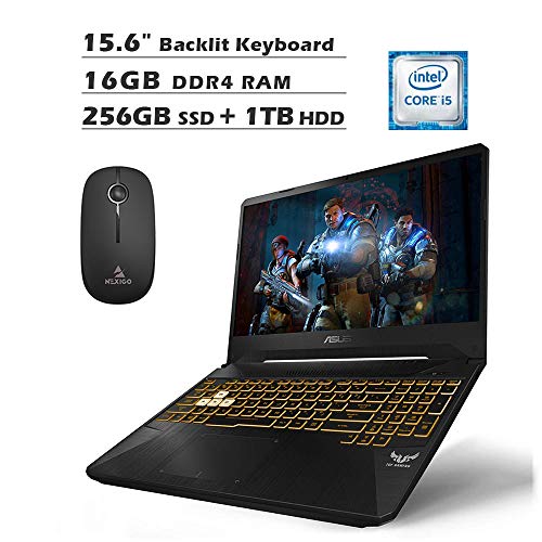 2020 Asus TUF 15.6 Inch 120Hz FHD 1080P Gaming Laptop, Intel 6-Core i7-9750H up to 4.5GHz, GTX 1650 4GB, 16GB DDR4 RAM, 256GB SSD (Boot) + 1TB HDD, Backlit KB, WiFi, Win10 + NexiGo Wireless Mouse